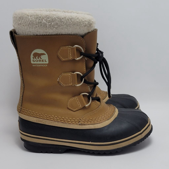 Kids Sorel Caribou Fleece-Trimmed Waterproof Faux Fur Rubber Duck